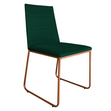 Imagem de Cadeira de Jantar Estofada Lille Base Bronze Veludo Verde - Montanaris Decor