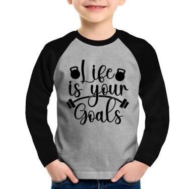Imagem de Camiseta Raglan Infantil Life Is Your Goals Manga Longa - Foca Na Moda
