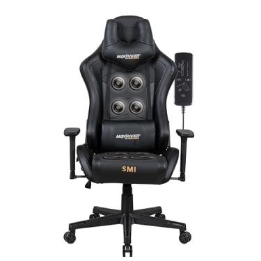 Imagem de MAX RACER - Poltrona Massageadora Home Office Tactical-SMI - Cadeira Ergonômica, Cadeira de Escritório - 8 Pontos de Massagem, Braços 3D, Inclinação 180°, Suporta 150kg, Tecido Sintético P.U - Preta