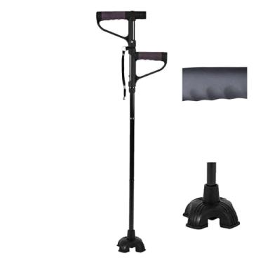 Imagem de Bastão de caminhada duplo com alça em T, dispositivo de mobilidade dobrável e retrátil com luz de LED para caminhar mais conveniente