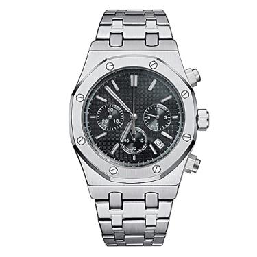 Imagem de Relógios masculinos de design original com pulseira de aço inoxidável japonês VK63 movimento de quartzo relógio masculino moda relógio de pulso masculino, Preto