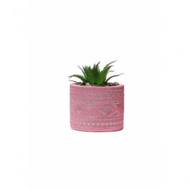 Imagem de Vaso Em Cimento Com Suculenta Planta Artificial Cachepot Cor:rosa