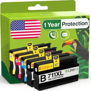 Imagem de Limeink 5 cartuchos de tinta compatíveis de substituição para HP 711 cartucho de tinta para HP T120 para Designjet T120 T520 711xl 711 XL magenta preto ciano amarelo (pacote com 5)