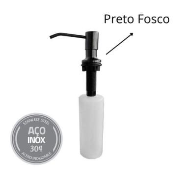 Imagem de Dosador E Dispenser De Detergente Liquido Preto Fosco Para Granito Pia