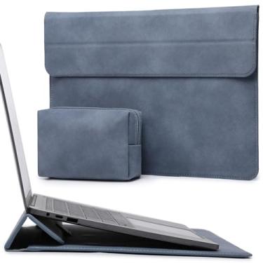 Imagem de HYZUO 15 Polegadas Capa para Notebook com Suporte para Estojo Recurso para MacBook Air 15,3/15 M3 A3114 M2 2023-2024, 15" Surface Laptop 7-3, MacBook Pro 15 2019-2016, Laptop Case, Azul Haze