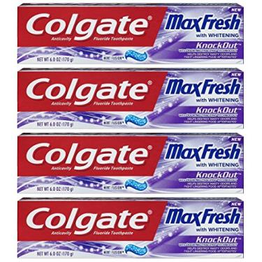 Imagem de Colgate Creme dental Max Fresh - KnockOut - Com tecnologia neutralizante de odor - Peso líquido 170 g (170 g) por tubo - Pacote com 4 tubos