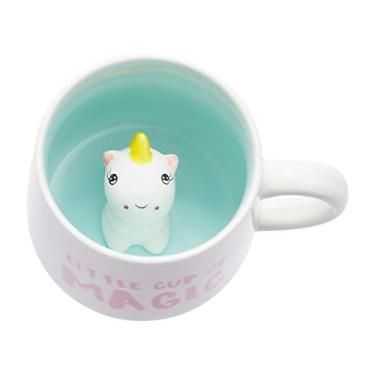 Imagem de Jeuhoue Copo de cerâmica de unicórnio oculto animal 3D dentro, caneca adorável para Natal, aniversário, presentes de dia dos namorados, presentes surpresa para amigos e familiares (unicórnio 340 g)