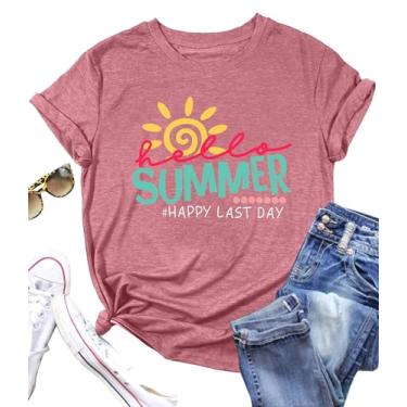 Imagem de Camiseta feminina Last Day of School Teacher Life Camiseta presente de formatura para professores, rosa, M