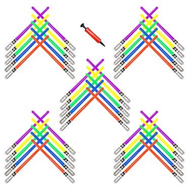 Imagem de megasumer 50 espadas infláveis de sabre de luz com bomba de ar compre 10 cada: sabres de luz roxos, verdes, amarelos, vermelhos, azuis, lembrancinhas de festa, fantasia de Starwars, petiscos, piscina,