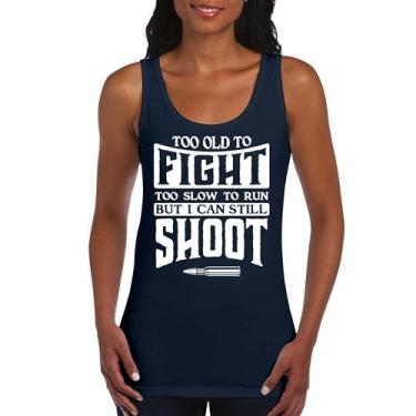 Imagem de Camiseta regata feminina Too Slow to Run But I Can Still Shoot 2nd Amendment Second Gun Rights Retired Veteran Patriotic, Azul marinho, P