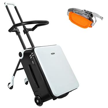 Imagem de Bagagem expansível com rodas giratórias LemoHome Malas grandes com design de assento infantil, bagagem rígida para mulheres e homens, bagagem de mão rígida de 50 cm para viagens, Preto e branco, big