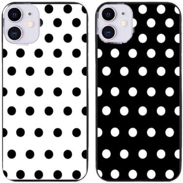 Imagem de 2 peças preto branco bolinhas impressas TPU gel silicone capa de telefone traseira para Apple iPhone todas as séries (iPhone 11)