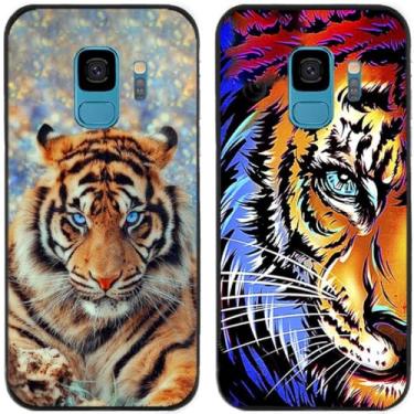 Imagem de 2 peças Cool Tiger King impresso TPU gel silicone capa de telefone traseira para Samsung Galaxy todas as séries (Galaxy S9)