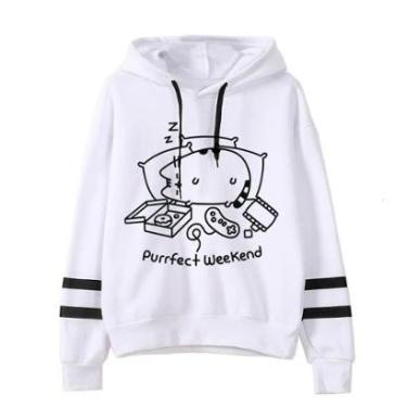 Imagem de Blusa De Frio Moletom Feminino BolsoCanguru Gatinho Dormindo-Feminino