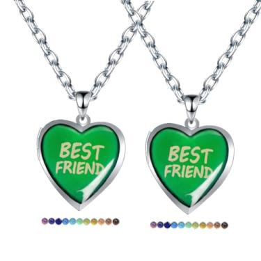 Imagem de Colar de humor de aço inoxidável que muda de cor, colar Best Friends BFF para 2 meninas, colar com medalhão da amizade para mulheres e homens, joias de presente, Metal, Sem Pedra Preciosa