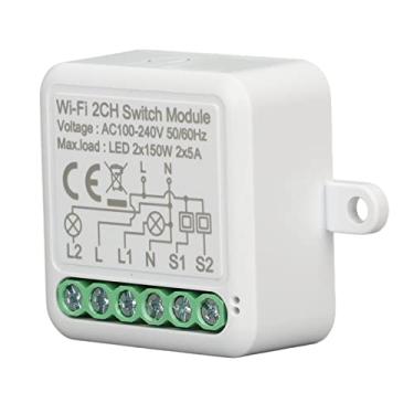 Imagem de Mini Interruptor Inteligente Wifi, Módulo de Interruptor de Luz Inteligente Wifi 2ch para Controle Remoto de Dispositivos Ac 100-240v, Interruptores de Tomada
