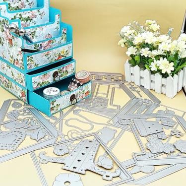 Imagem de Alinacutle 2024 Matrizes de arquivo com gavetas corte de metal para pasta faça você mesmo, suporte de papel, artesanato, coleção de artesanato, armazenamento, álbum de recortes e modelo de arte de