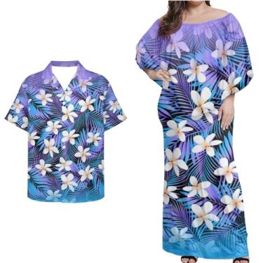 Imagem de Mornpassion Vestido polinésio feminino Puletasi Samoan manga morcego vestido havaiano camisa havaiana para casais plus size 2XS-7GG, Polinésio 12, 6X-Large