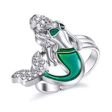 Imagem de Anel de humor que muda de cor ajustável emoção sensação de temperatura variável joia anel, Resizable, Zircônia cúbica