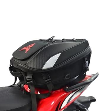 Imagem de Mochila Baú Bagageiro Para Moto, 37 Litros, À Prova D'água, Cor Preta, Com Capa de Chuva