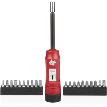 Imagem de NEIKO 10573B Conjunto de chaves de fenda de torque de 1/4", 20 pontas sextavadas, 10 a 50 Lbs, chave de fenda de haste longa, chave de fenda de torque ajustável em polegadas para HVAC e armeiros