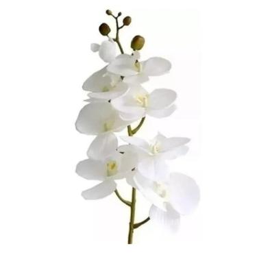 Imagem de Orquídea Branca Artificial Média para Arranjo 80cm Altura Total