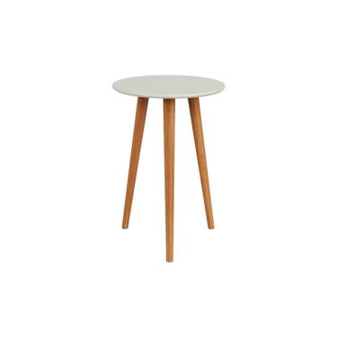 Imagem de Mesa de Canto Redonda 45cm Lisboa Off White/Freijó