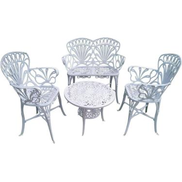 Imagem de Conjunto De Jardim Modelo Primavera Mesa 2 Cadeiras E Namoradeira Branco