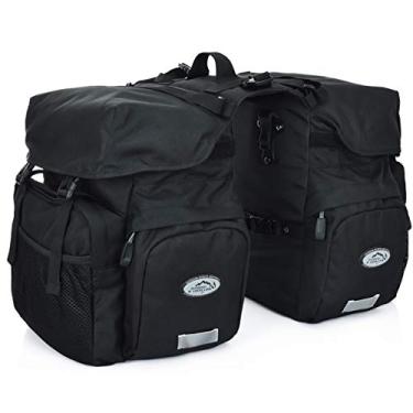 Imagem de FANWU 50L Bike Panniers Bicicleta Mochila de viagem à prova d'água Bolsas com capa de chuva para suporte de bicicleta Traseira de bicicleta, Suporte para Largura Menos de 7 polegadas Bike Rack, Preto