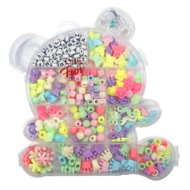 Imagem de Kit Infantil de Miçangas Coloridas para Pulseiras e Colares, Contém Ursinhos e Flores (HS-824)