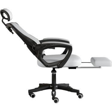 Imagem de Cadeira de escritório de mesa, cadeira de computador de couro PU com encosto alto grande, cadeira de escritório executiva com apoio para as pernas e apoio lombar, cadeira de escritório de ma