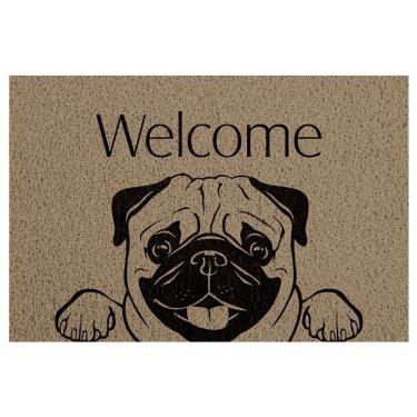 Imagem de Tapete Kapazi Vinil 01PETDWPG01 40X60 Dog Pug Welcome