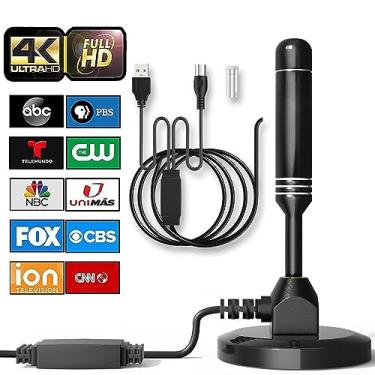 Imagem de Krtresiar Antena de TV digital para Smart TV interna, antena de TV HD 4K 1080p para canais locais, suporta recepção de sinal de 360° até 300 milhas - cabo coaxial HDTV de 40 m