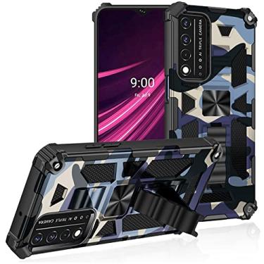 Imagem de Lokyoo Capa para T-Mobile REVVL V Plus 5G, categoria militar, capa testada por queda, suporte integrado compatível com suporte magnético para carro, capa protetora para celular T-Mobile REVVL V+ 5G azul marinho