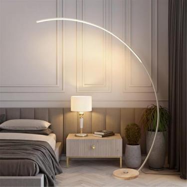 Imagem de Arco de luminária de chão, luminária de piso LED para leitura, luminária de pé regulável para sala de estar, quarto, estilo de designer moderno, luz de piso com haste curva de alumínio de av