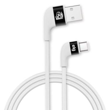 Imagem de Cabo Usb Tipo-c ELG Conector 90 Branco Gamer P/ Carregamento Dados Cel