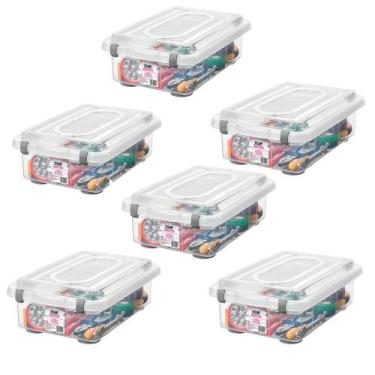 Imagem de Kit 6 Caixa Organizadora Com Trava 8,6L Transparente Sanremo