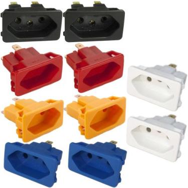 Imagem de 10 Tomada Embutir Fêmea 3 Pinos 10a Painel Aparelho Colorida Margirius