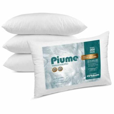 Imagem de Kit 04 Travesseiros Piume Toque de Pluma 100% Alg. 200 Fios - Ortobom