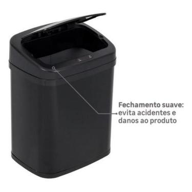 Imagem de Lixeira Automática Aço Com Sensor 20 Litros 38X32X24Cm Black - Oikos