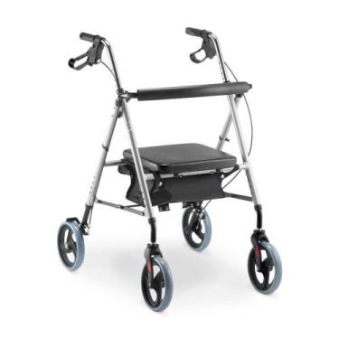 Imagem de Andador Idoso 4 Rodas de Alumínio Dobrável Dellamed com Assento D12 62