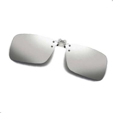 Imagem de Clip On Polarizado Dirigir Pescar P/ Oculos Lente Prata Espelhado - 20