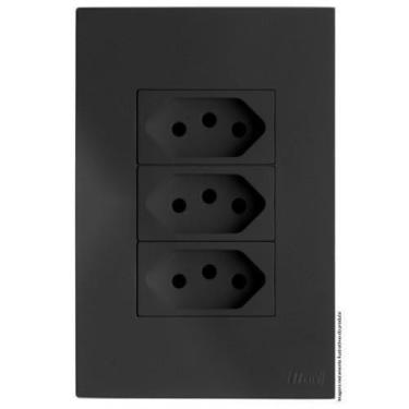 Imagem de Kit Tomada Tripla 20A 4X2 BRS12197-5GF - Blux Recta Grafite Satin Fosc