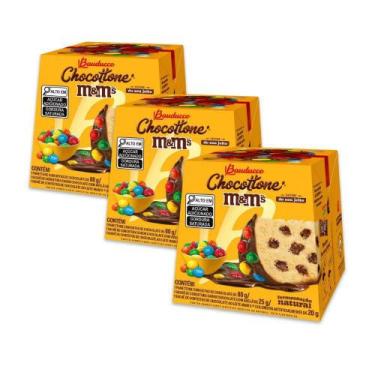 Imagem de Chocotone Bauducco Kit 3 Mini Panetones M&Ms Chocolate 80G