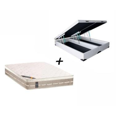 Imagem de Box Baú Queen Sintético Branco + Colchão Castor Queen Molas Premium Te