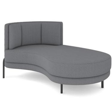 Imagem de Chaise Longue Divã 164cm Braço Esquerdo Logus D06 Bouclê Cinza - Mpoze