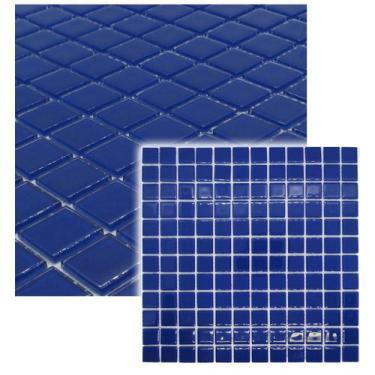 Imagem de Pastilha de Vidro Cristal Azul Lisa Para Piscina Banheiro 30x30cm - La