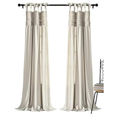 Imagem de Lush Decor, Cortinas Lydia neutra conjunto de painéis de janela com babados para viver, jantar, quarto (par), 241 cm x 40 C