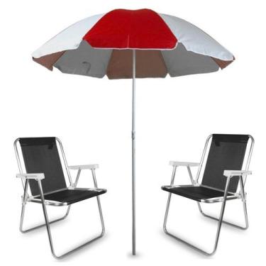 Imagem de Guarda Sol de Praia Grande Piscina Camping Pesca Alumínio 1,80 Metros 