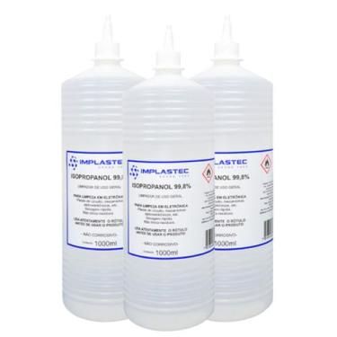 Imagem de Kit 3 Álcool Isopropilico 1L - 99,8% Isopropanol Limpeza Eletrônica, P